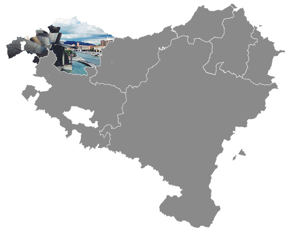 Carte Pays Basque espagnol : 4 provinces Biscaye, Guipuzcua, Alava, Navarre