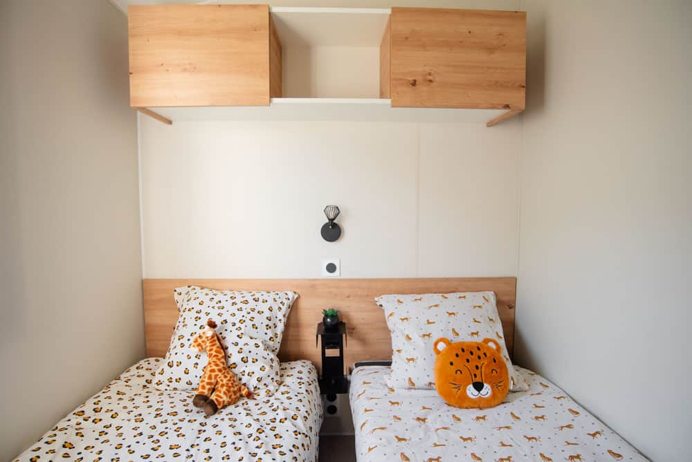Chambre d’un mobil-home du camping près d’Itxassou